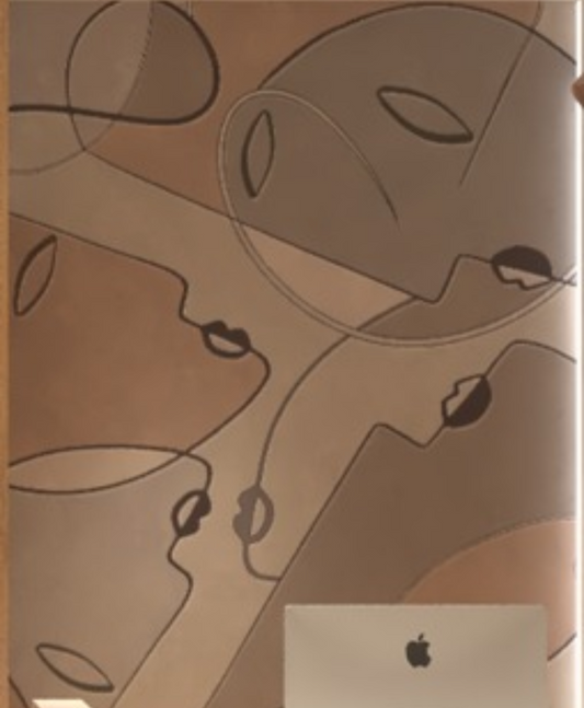 Modern Abstract Face Hand Tufted Rug – Minimalist Line Art Area Rug in Beige & Brown – Contemporary Living Room Carpet