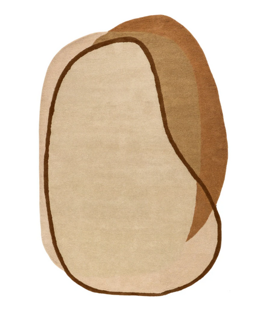 Modern Irregular Shape Rug – Hand-Tufted Beige & Brown Abstract Carpet for Living Room, Bedroom & Office Decor