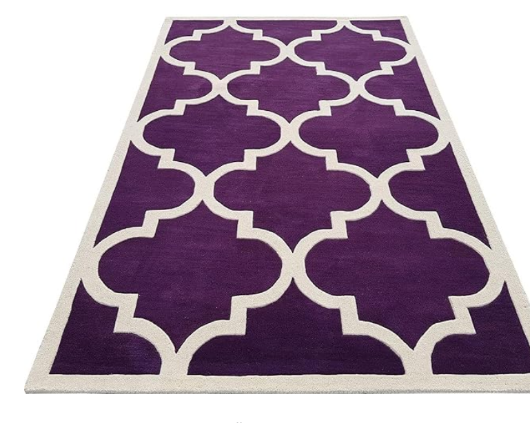 Purple Moroccan Trellis Area Rug – Modern Geometric Carpet for Living Room, Bedroom & Home Décor