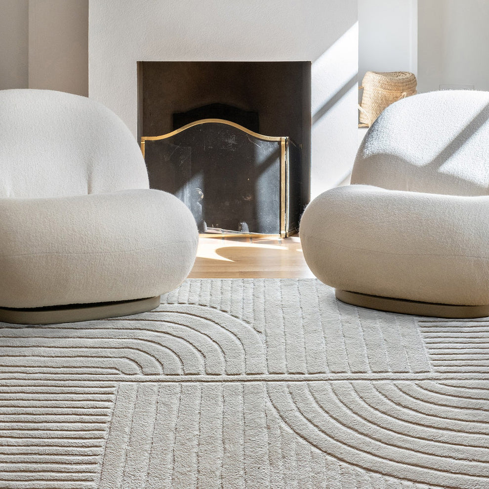 Modern Hand-Tufted Geometric Wool Rug – Minimalist Textured Area Carpet for Living Room & Bedroom Décor