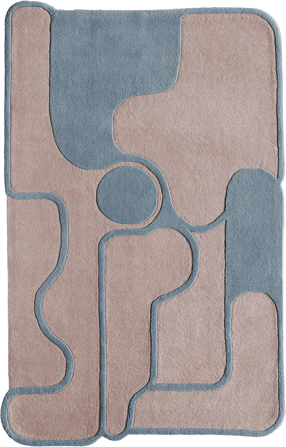 Modern Geometric Abstract Area Rug – Luxury Blue & Beige Minimalist Carpet for Living Room, Bedroom & Contemporary Home Decor
