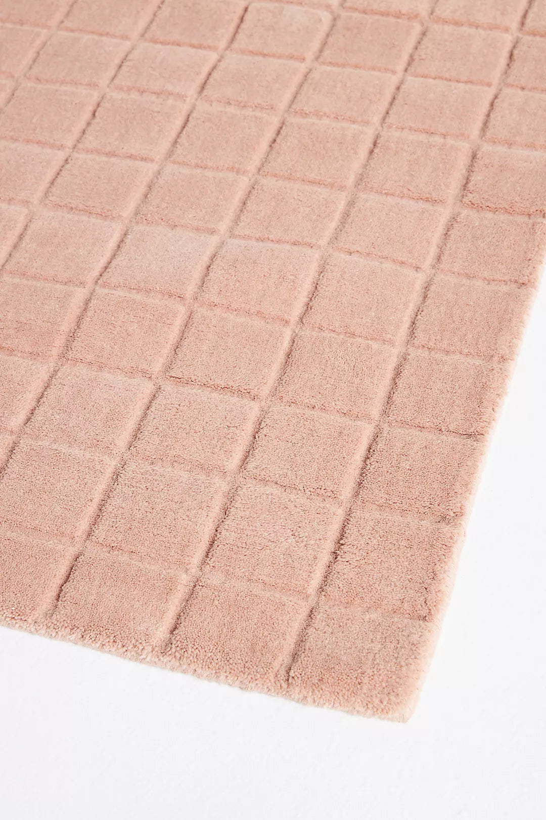 Blush Pink Grid Area Rug – Modern Minimalist Soft Carpet for Living Room, Bedroom & Home Décor