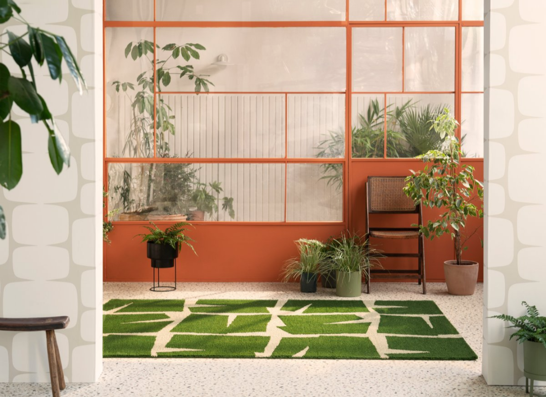 Green & Beige Abstract Geometric Area Rug – Modern Handcrafted Carpet for Living Room, Bedroom & Office Décor