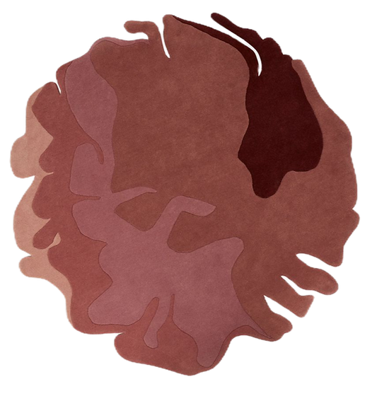 Luxury Floral Abstract Round Rug – Modern Red & Burgundy Artistic Carpet for Living Room, Bedroom & Contemporary Home Decor