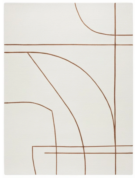 Organic Abstract Hand Tufted Rug – Rust & Ivory Modern Designer Area Rug