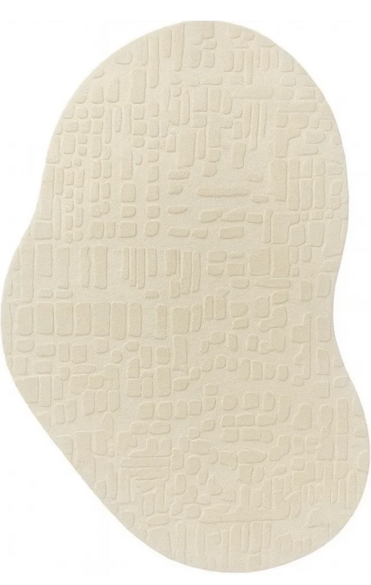 Modern Irregular Shape Cream Rug – Soft Textured Abstract Carpet for Living Room, Bedroom & Home Décor