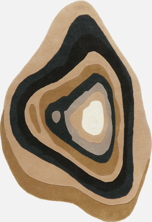 Modern Abstract Layered Geometric Area Rug – Hand Tufted Earth Tone Accent Carpet for Living Room & Bedroom Décor