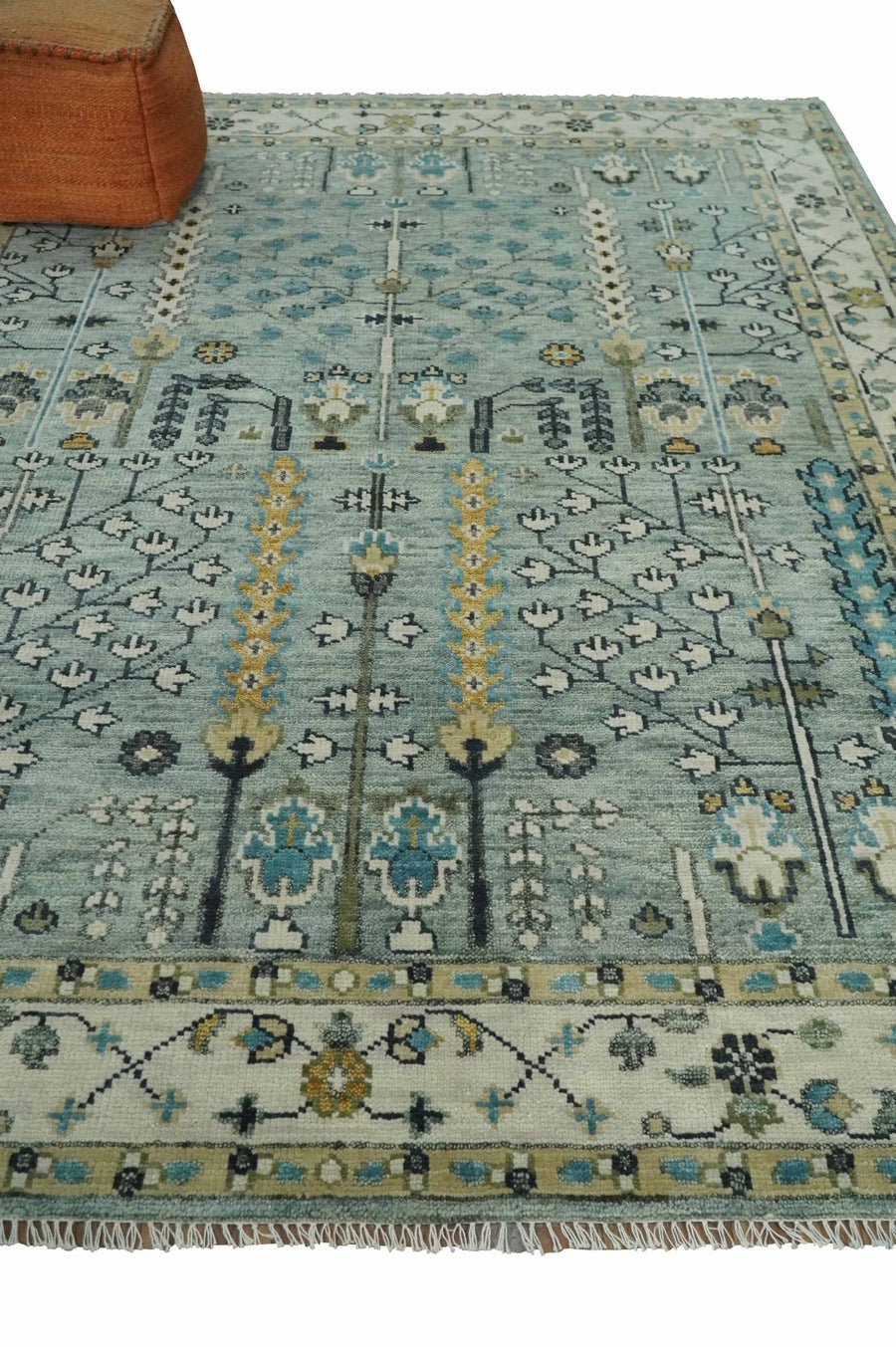 Luxury Handknotted Oushak Rug – Authentic Turkish Wool Area Carpet | Vintage Modern Design