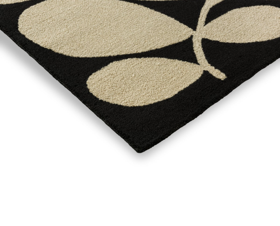 Modern Black and Beige Leaf Pattern Area Rug – Elegant Botanical Design for Living Room, Bedroom & Office Décor