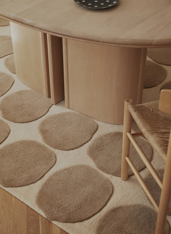 Hand Tufted Beige Pebble Rug – Modern Abstract Wool Area Rug, Neutral Scandinavian Carpet, Minimalist Living Room Rug, Luxury Handmade Contemporary Floor Rug