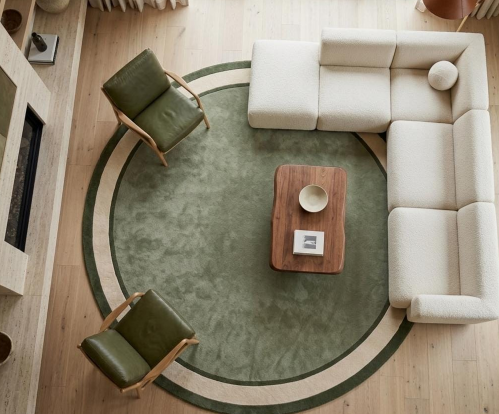Hand Tufted Round Green Area Rug, Modern Minimalist Wool Rug, Scandinavian Living Room Carpet, Sage Green Circle Rug, Contemporary Handmade Floor Rug, Luxury Home Decor