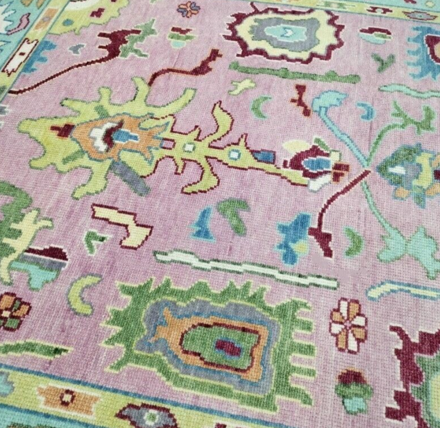 Hand Knotted Oushak Rug – Luxury Turkish Wool Carpet | Modern Vintage Distressed Area Rug