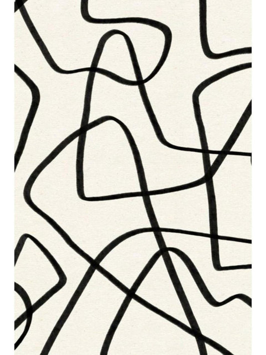 Modern Abstract Line Art Area Rug – Black and White Contemporary Minimalist Carpet for Living Room, Bedroom & Office Décor