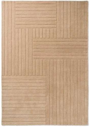 Beige Geometric Modern Rug – Minimalist Textured Carpet for Living Room, Bedroom & Office Décor