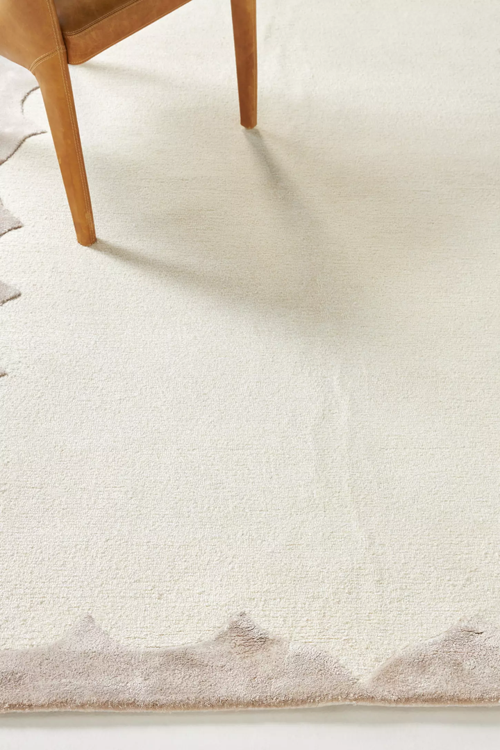 Elegant Beige Border Area Rug | Modern Minimalist Neutral Carpet for Living Room, Bedroom & Home Décor