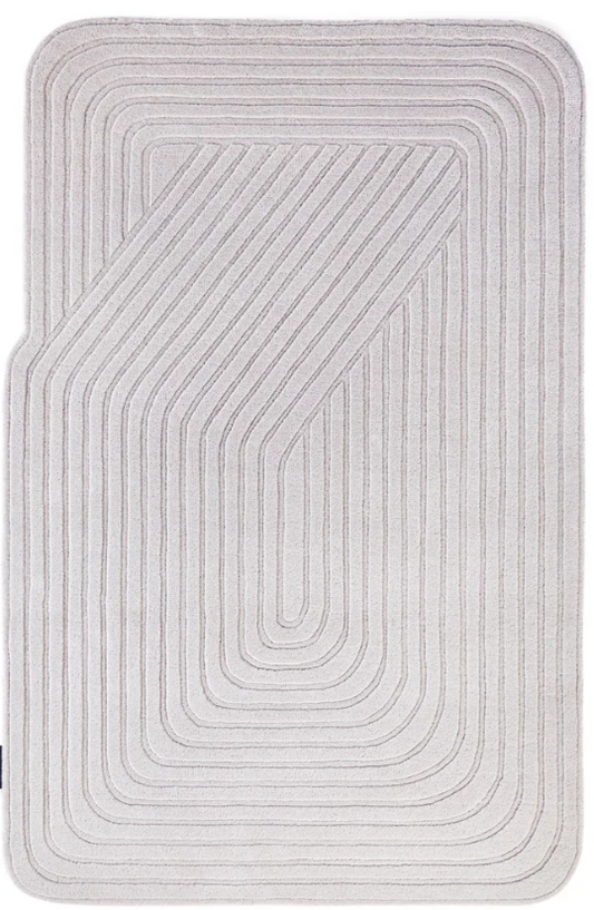 Geometric Gray Area Rug – Modern Handmade Tufted Carpet for Living Room, Bedroom, Minimalist Home Decor