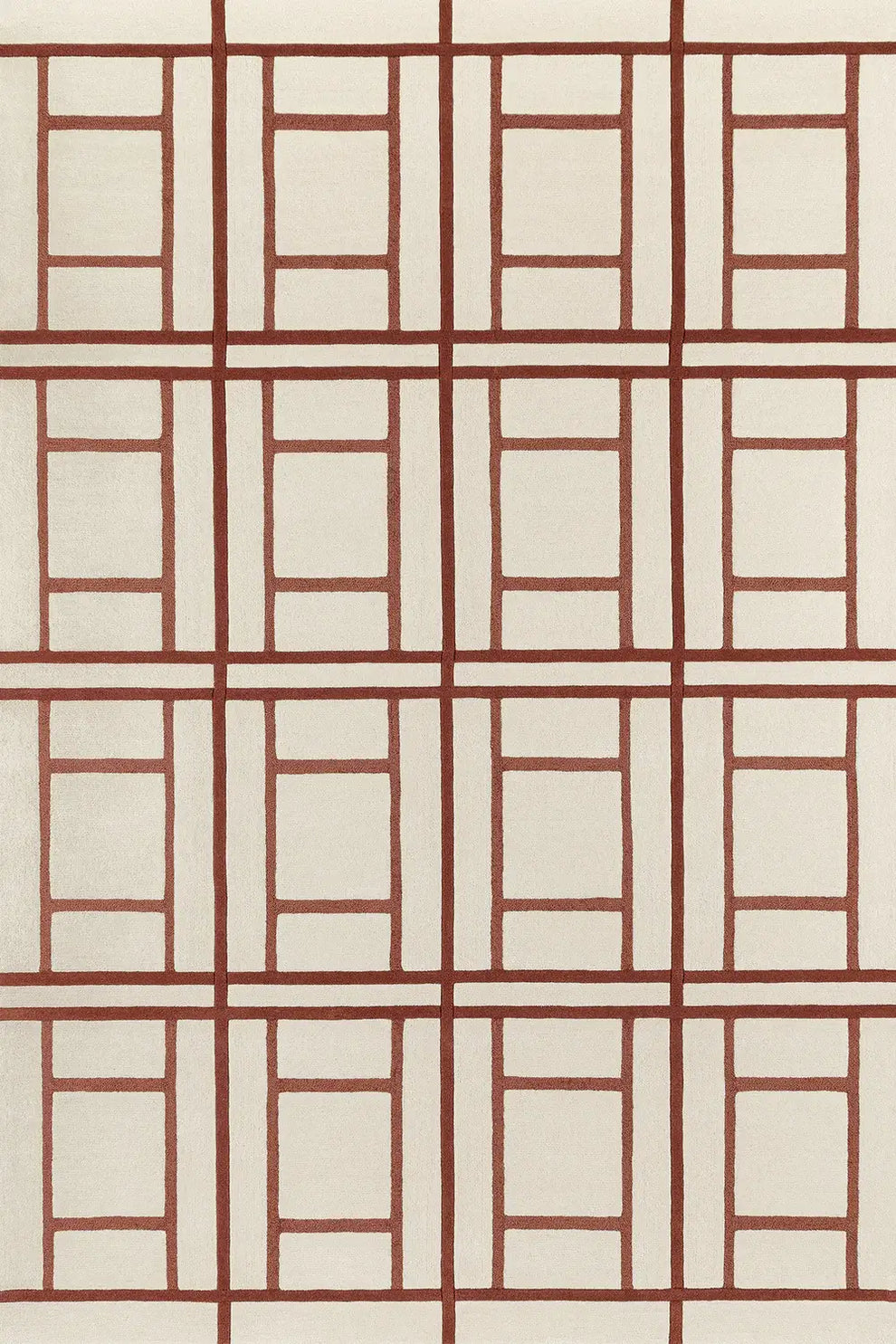 Hand Tufted Geometric Wool Rug – Modern Abstract Grid Pattern Area Rug for Living Room & Bedroom