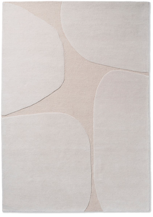 Minimalist Modern Beige Abstract Area Rug – Soft Hand-Tufted Wool Carpet for Living Room & Bedroom Decor