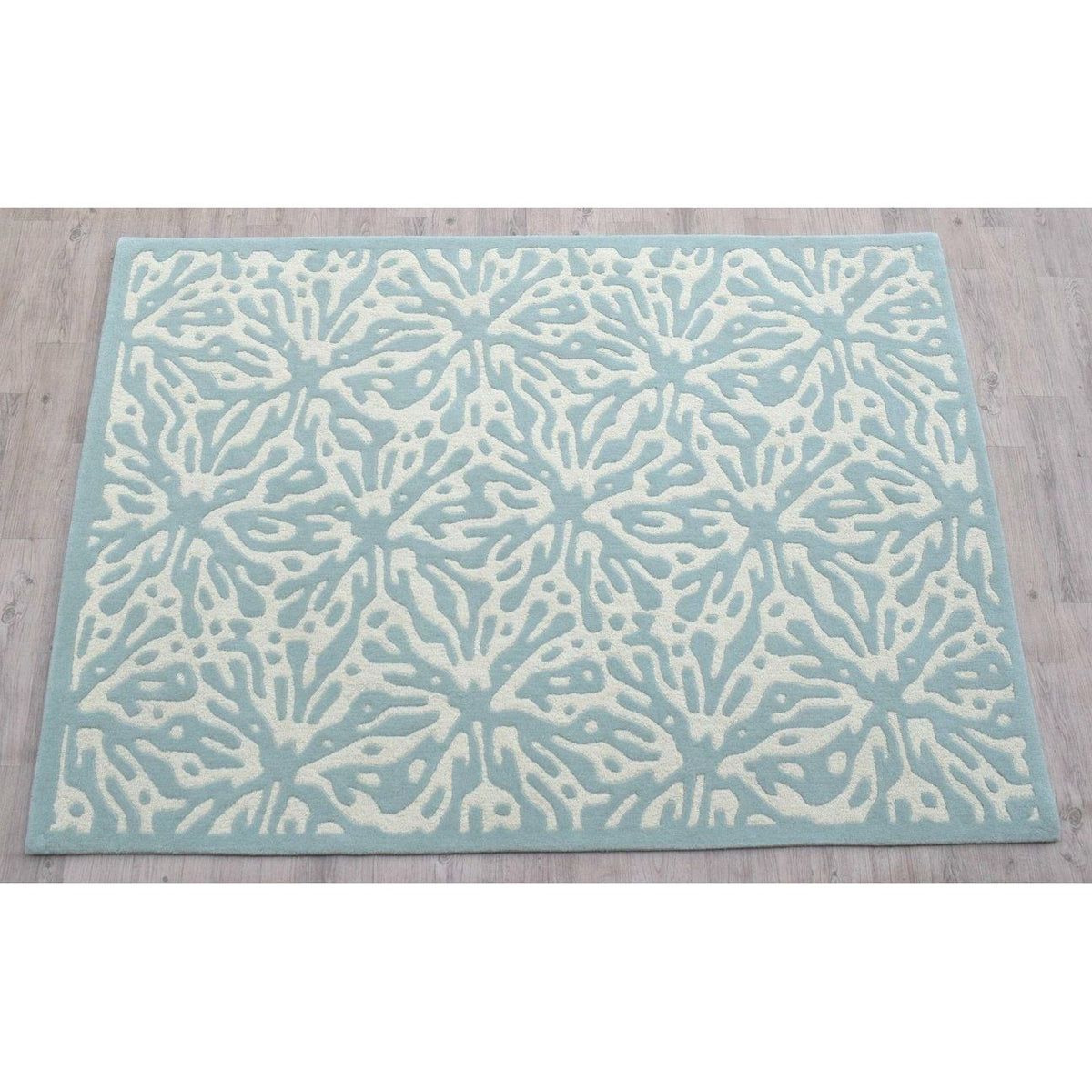 Luxury Hand-Tufted Blue & White Wool Rug – Modern Geometric Pattern Carpet for Living Room, Bedroom & Home Décor