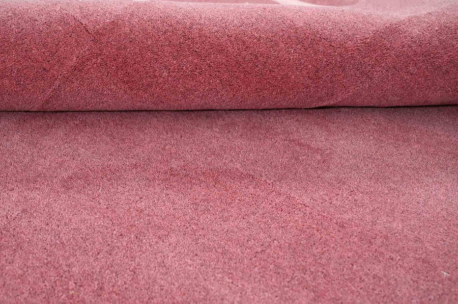 Modern Wavy Border Pink Rug – Hand-Tufted Scalloped Edge Area Carpet | Contemporary Living Room & Bedroom Home Décor