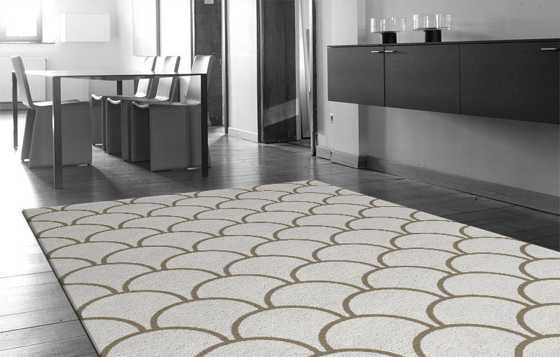 Elegant Scallop Pattern Wall Tile – White & Gold Fish Scale Design for Modern Bathroom, Kitchen Backsplash & Accent Walls