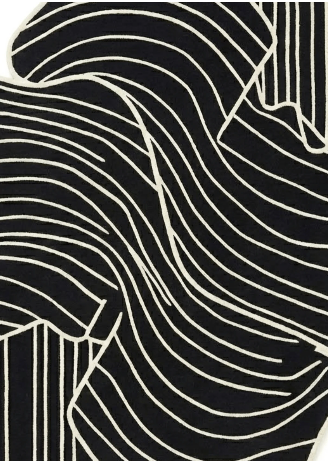 Abstract Black & Ivory Hand Tufted Rug – Modern Sculptural Designer Area Rug