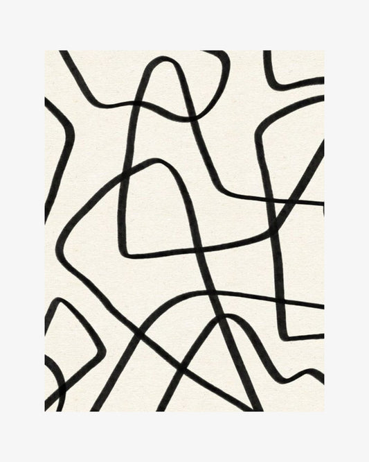 Modern Abstract Hand Tufted Rug – Minimalist Black Line Wool Area Rug for Living Room, Contemporary Neutral Carpet Decor