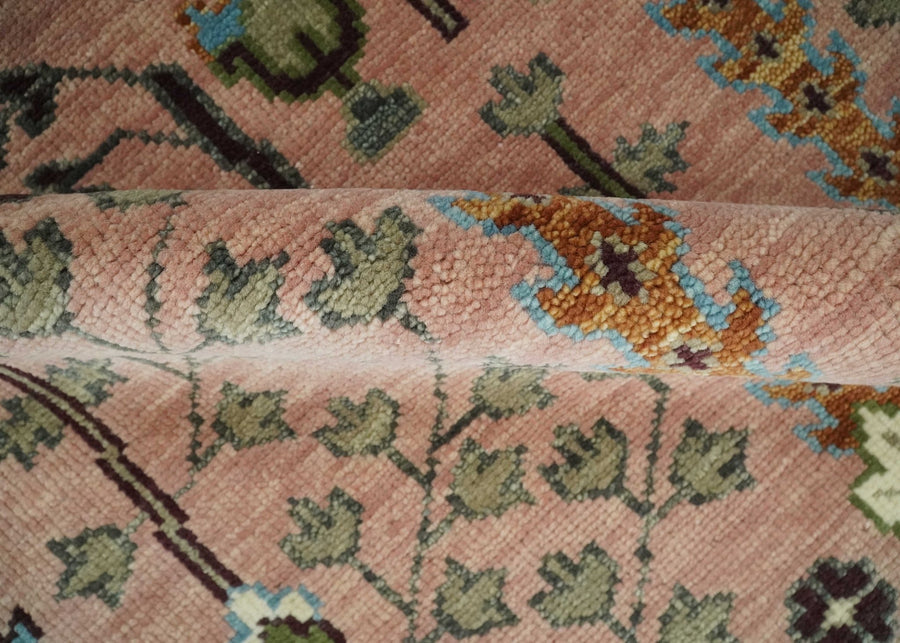 Hand-Knotted Oushak Rug – Vintage Turkish Design, Soft Pastel Wool Area Carpet