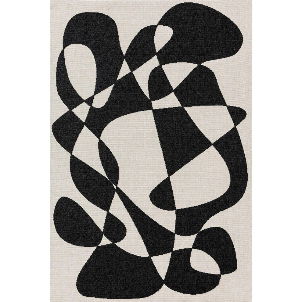Black and White Abstract Modern Rug | Contemporary Geometric Carpet for Living Room, Bedroom & Home Décor