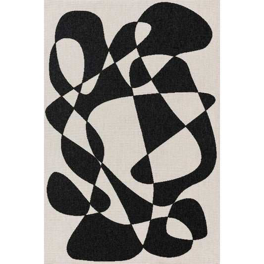 Black and White Abstract Modern Rug | Contemporary Geometric Carpet for Living Room, Bedroom & Home Décor