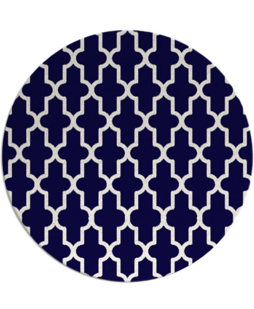 Modern Black & White Round Moroccan Trellis Rug – Geometric Area Carpet for Living Room, Bedroom & Home Décor