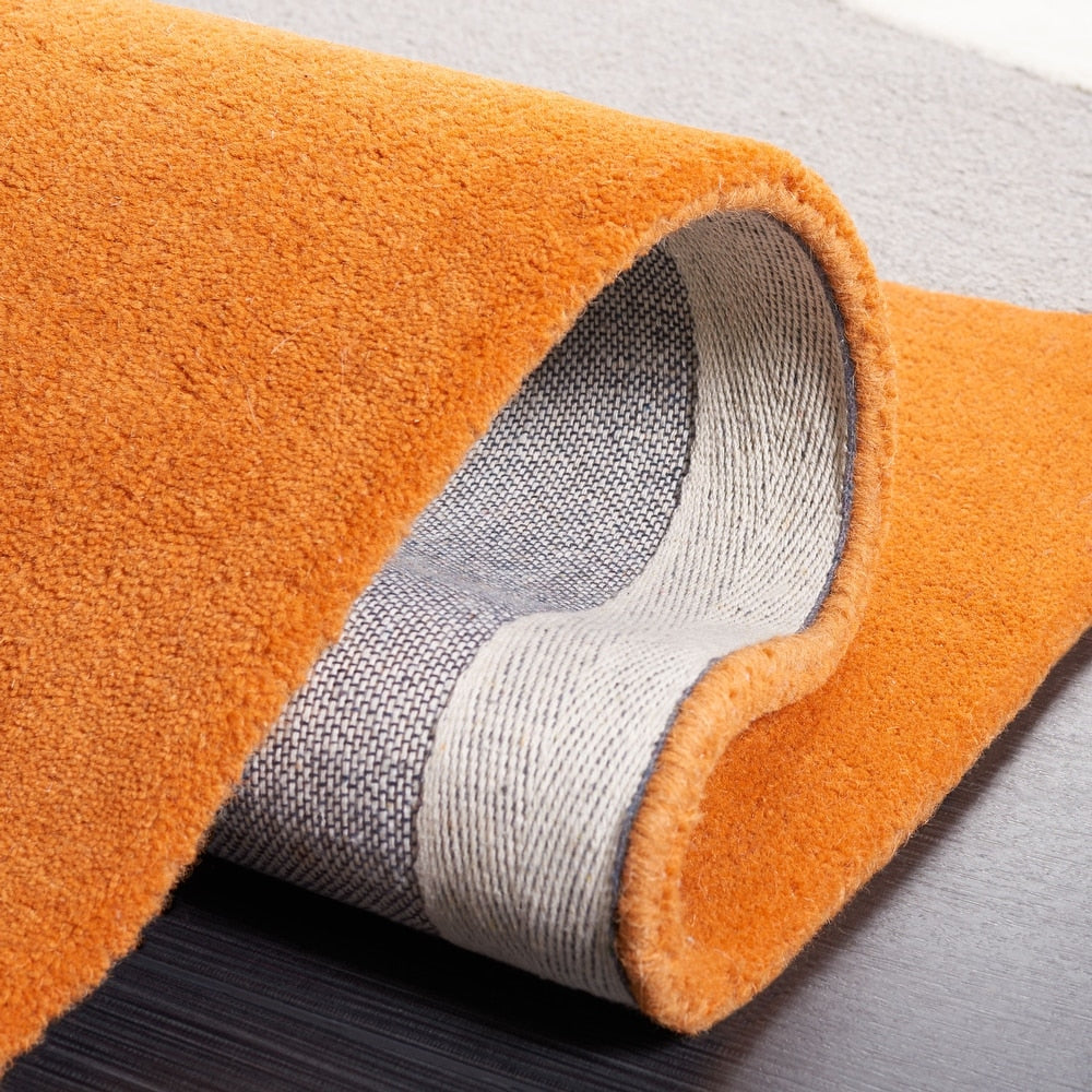 Modern Grey and Orange Abstract Area Rug – Minimalist Geometric Pattern Carpet for Living Room, Bedroom & Office Decor