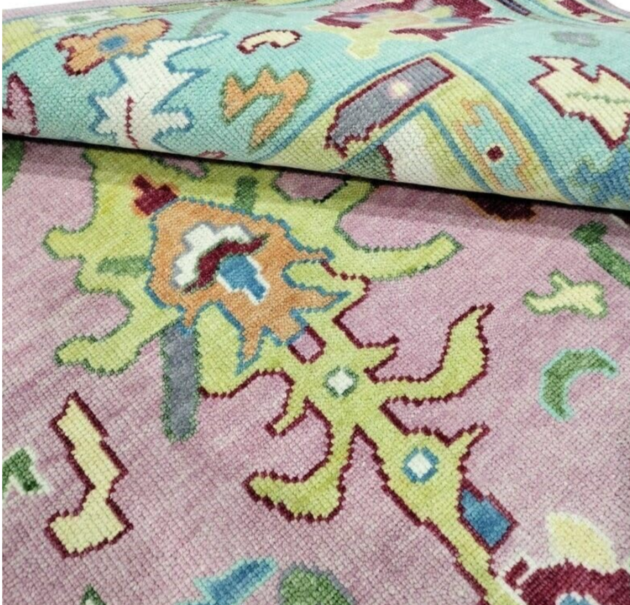 Hand Knotted Oushak Rug – Luxury Turkish Wool Carpet | Modern Vintage Distressed Area Rug