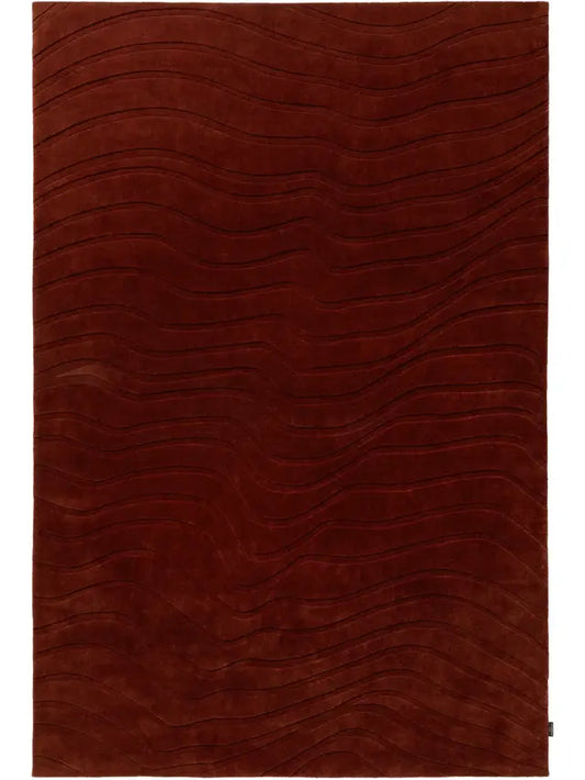 Luxury Red Wavy Pattern Area Rug – Modern Textured Carpet for Living Room, Bedroom & Contemporary Home Décor