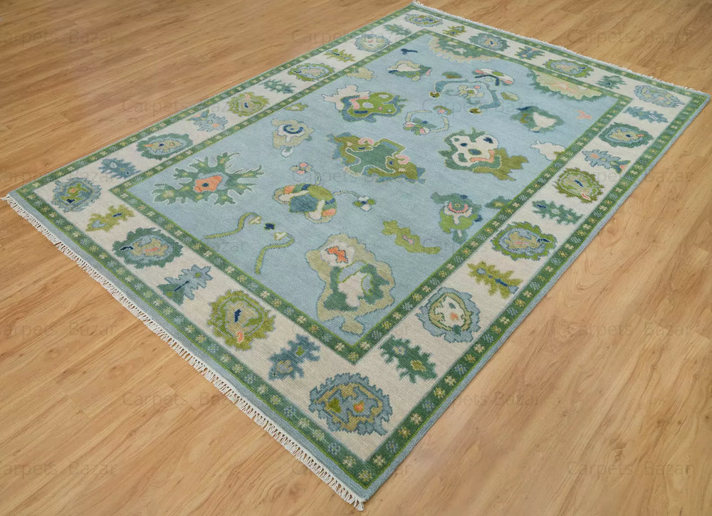 Handknotted Oushak Rug – Authentic Turkish Wool Carpet | Luxury Oriental Area Rug for Living Room & Bedroom Decor