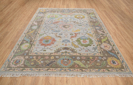 Hand-Knotted Oushak Rug – Luxury Turkish Wool Area Rug | Vintage-Inspired Oriental Carpet for Living Room