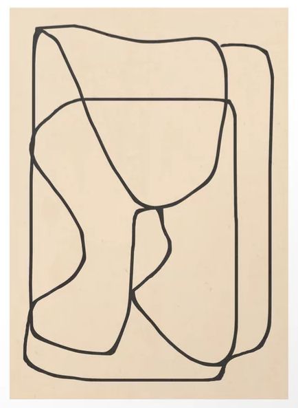 Modern Abstract Line Art Area Rug – Minimalist Beige & Black Geometric Carpet for Living Room & Bedroom Décor