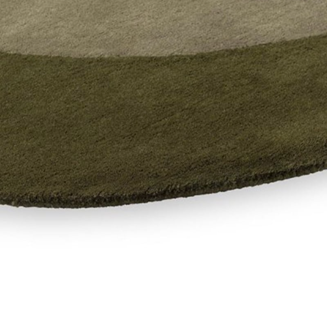 Modern Irregular Abstract Rug – Hand-Tufted Wool Area Carpet | Olive Green & Beige Overlapping Design for Living Room, Bedroom, Office