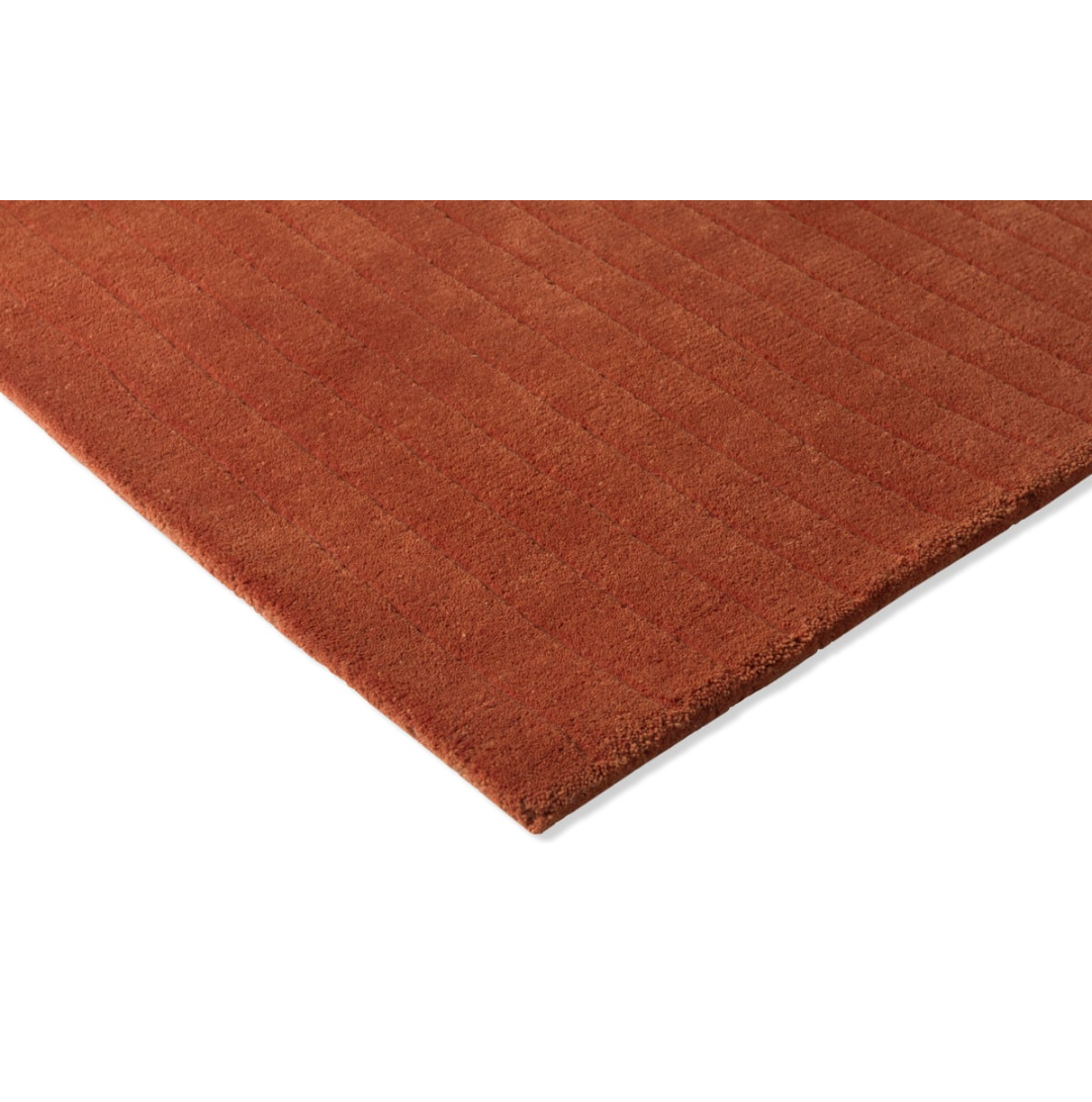 Minimalist Modern Wool Rug – Beige, Terracotta & Green Hand-Tufted Design with Textured Stripes for Living Room & Office Décor