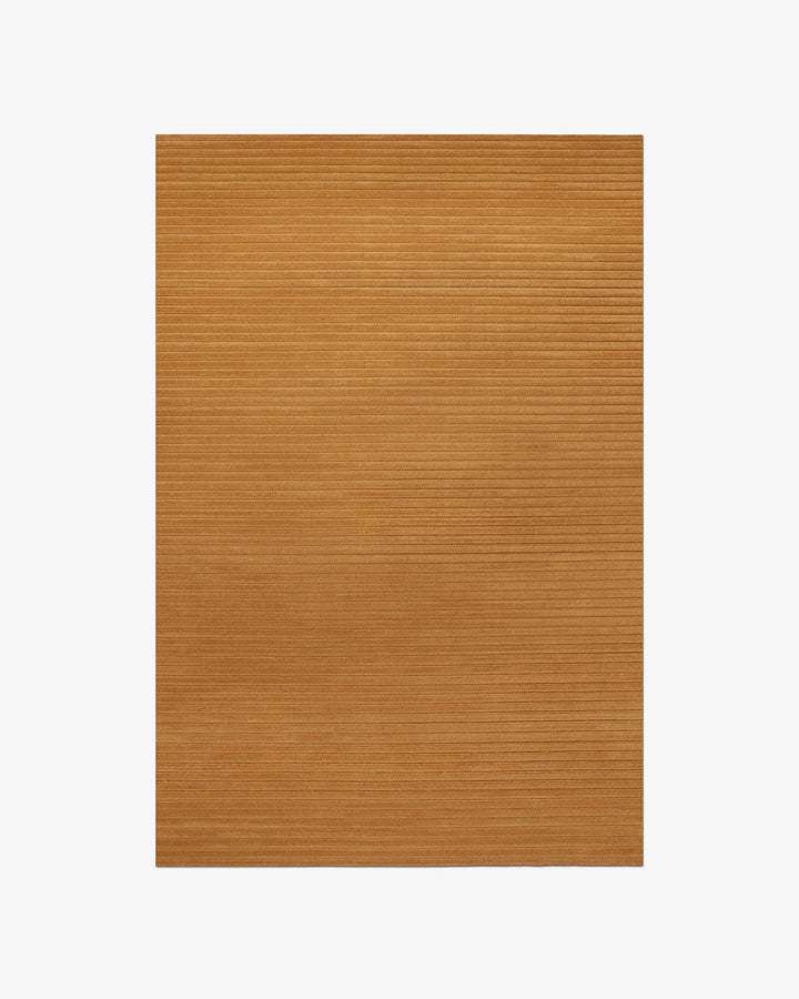 Handmade Mustard Brown Striped Modern Area Rug – Minimalist Wool Carpet for Living Room, Bedroom & Office Décor