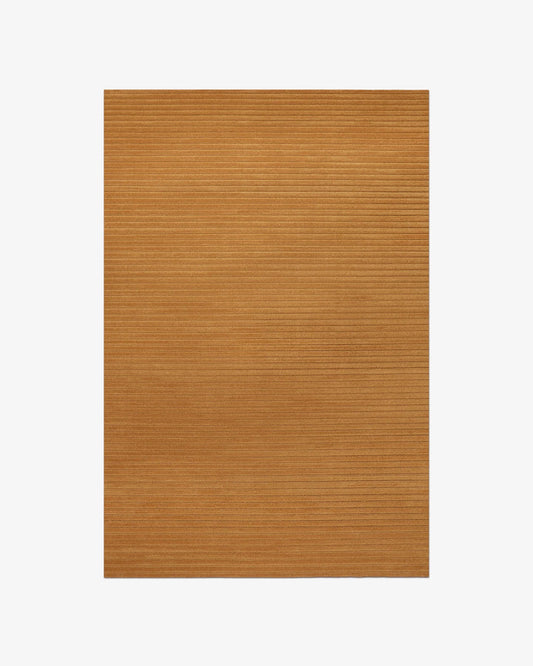 Handmade Mustard Brown Striped Modern Area Rug – Minimalist Wool Carpet for Living Room, Bedroom & Office Décor