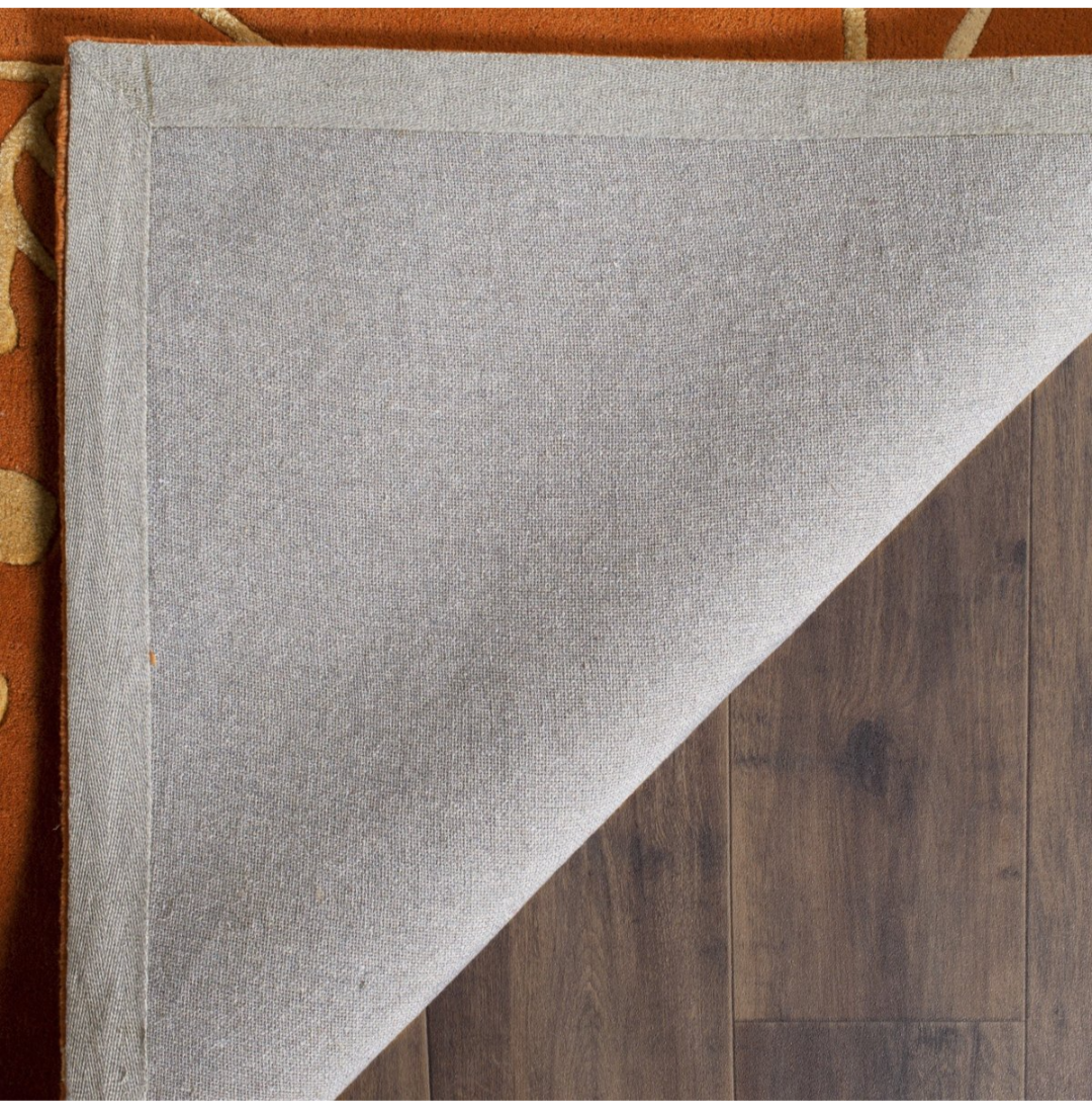 Orange Floral Area Rug with Cream Botanical Vine Design – Modern Soft Carpet for Living Room, Bedroom & Home Décor