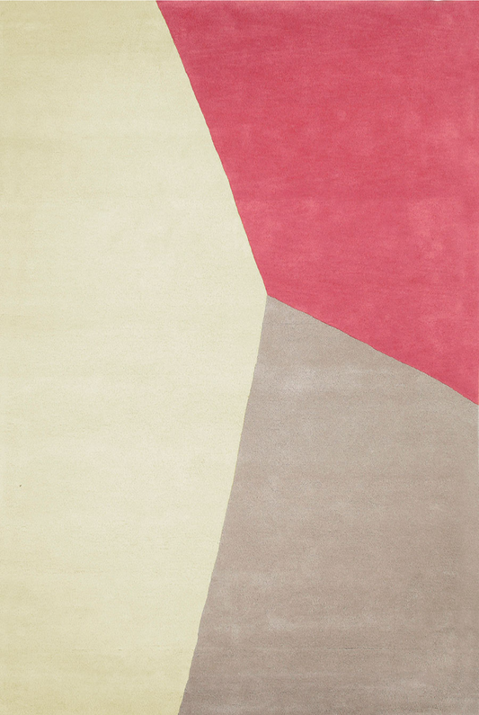 Abstract Geometric Area Rug – Modern Beige, Pink & Taupe Carpet for Living Room & Bedroom