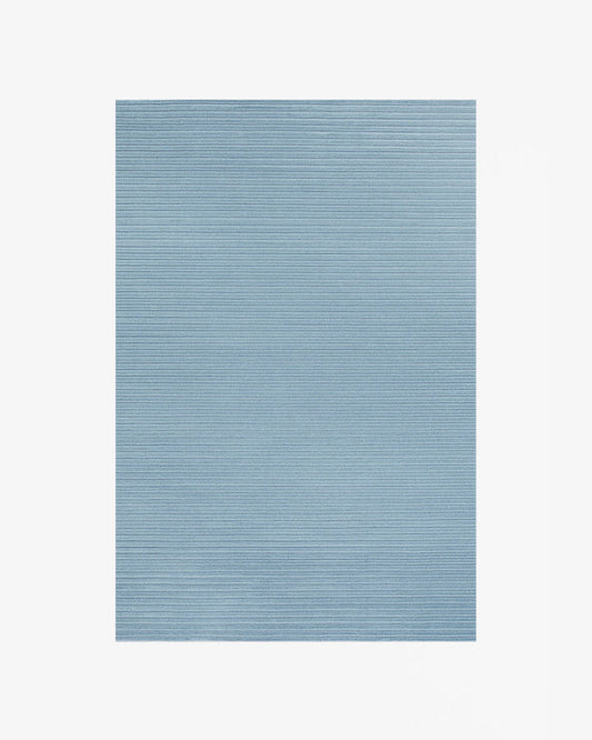 Handmade Light Blue Striped Modern Area Rug – Luxury Wool Carpet for Living Room, Bedroom & Contemporary Home Décor
