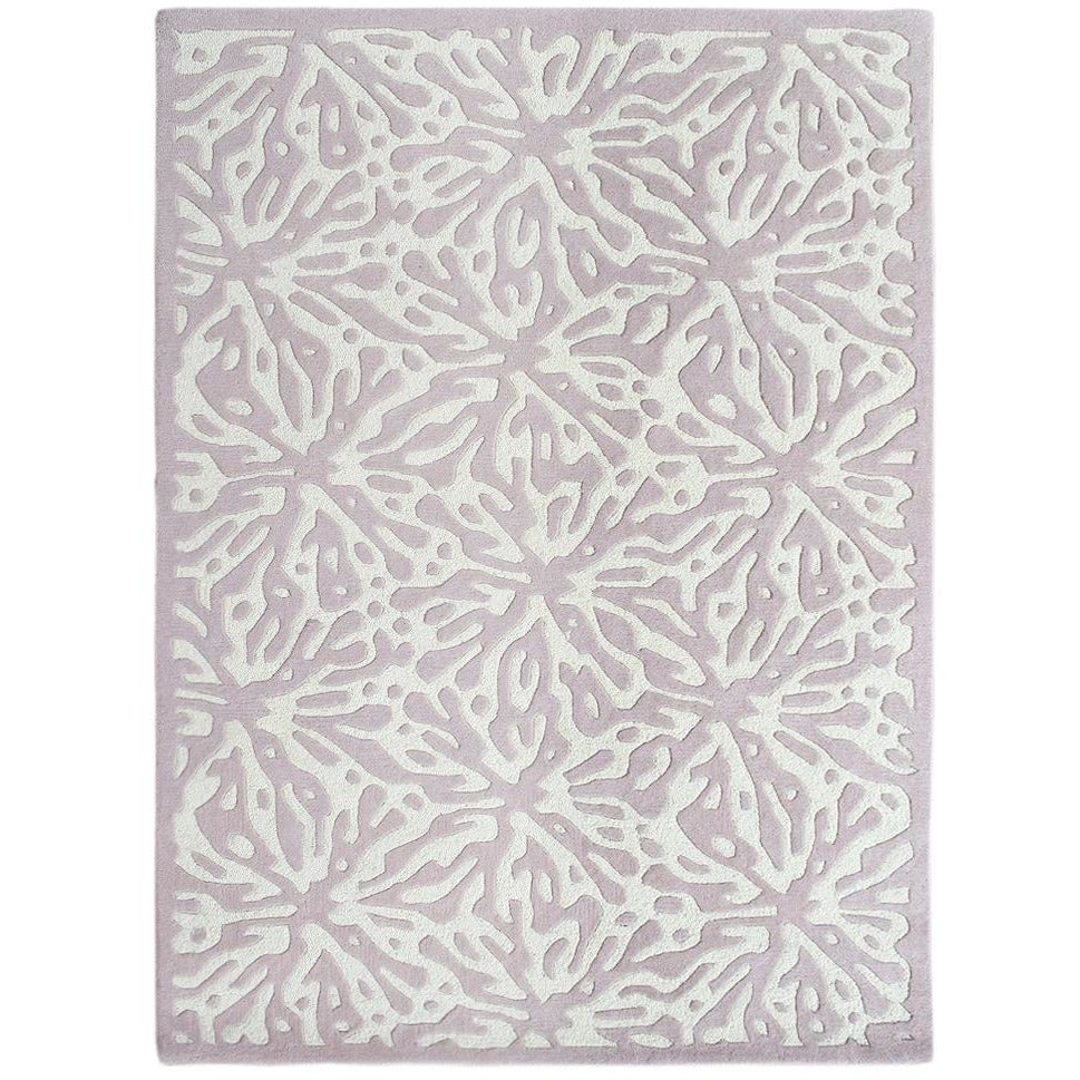 Elegant Hand-Tufted Pink & White Wool Rug – Modern Floral Pattern Carpet for Living Room, Bedroom & Home Décor