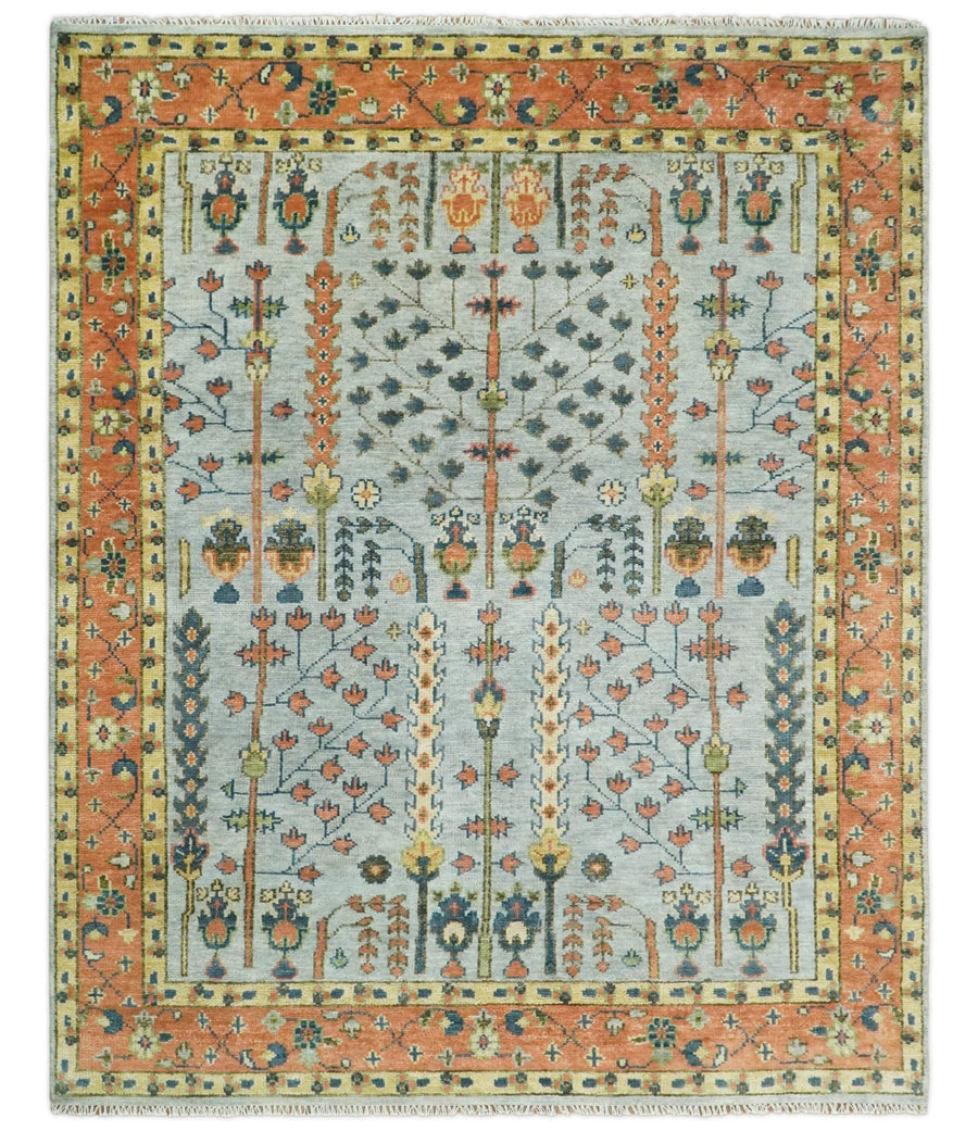 Handknotted Oushak Rug – Authentic Turkish Wool Area Carpet with Vintage Floral Design | Luxury Oriental Rug