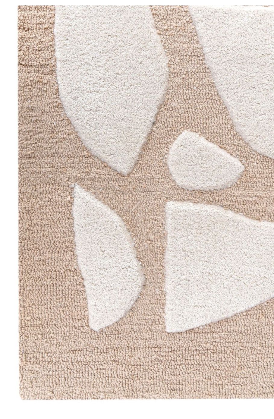 Beige & Ivory Abstract Wool Rug – Hand-Tufted Modern Carpet for Living Room & Bedroom Décor