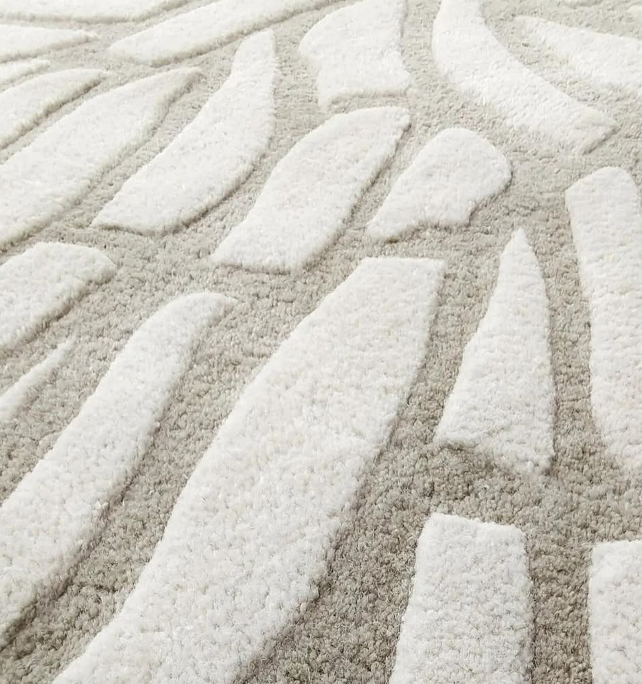 Round Beige Modern Area Rug – Textured Abstract Pattern Carpet for Living Room & Minimalist Home Decor