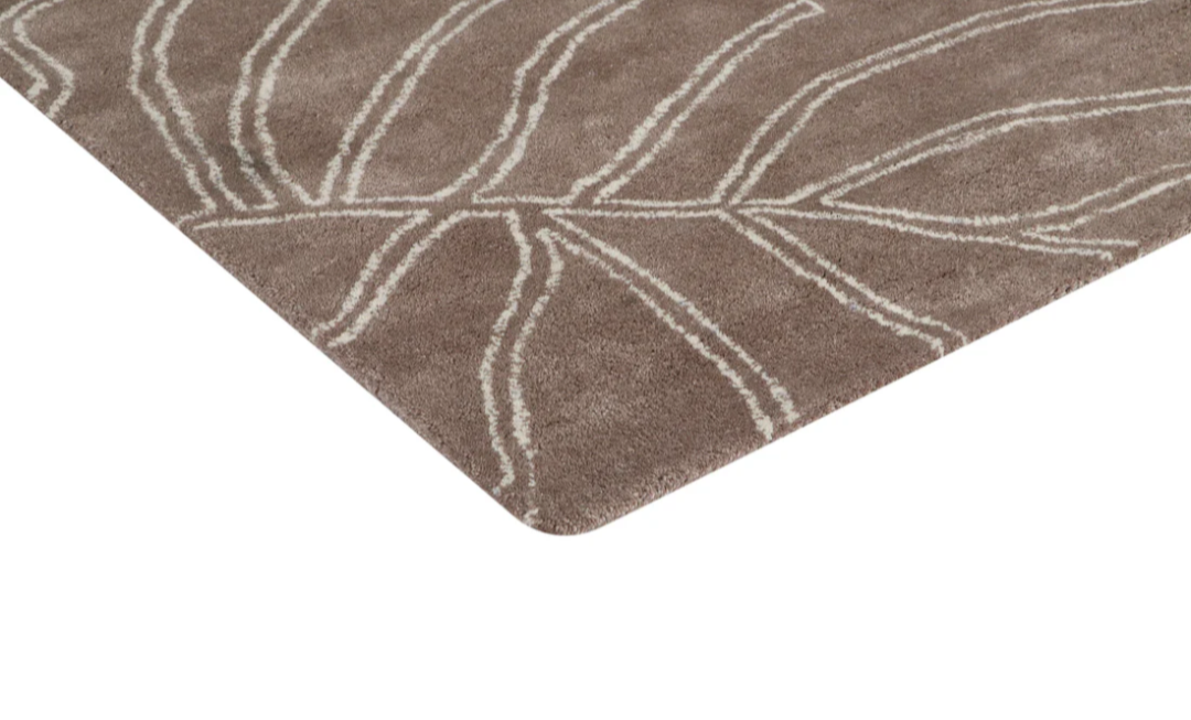 Modern Brown Leaf Pattern Hand-Tufted Area Rug – Soft Contemporary Botanical Carpet for Living Room, Bedroom & Home Décor