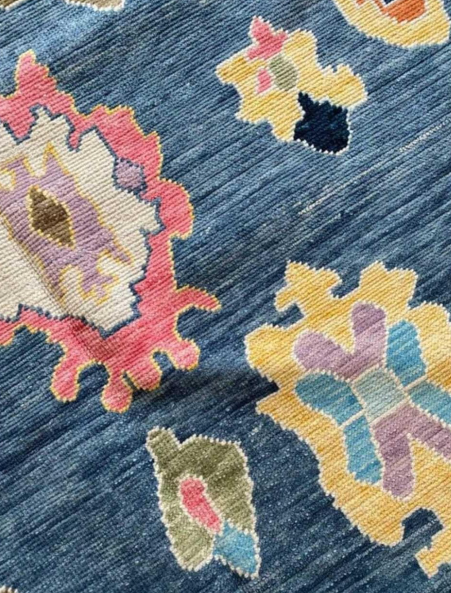 Hand Knotted Oushak Rug – Vintage Turkish Design | Luxury Wool Area Carpet for Living Room